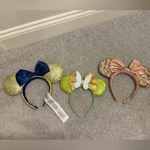 3 Disney Mickey Mouse Ears - Retired Rose Gold, 50th Anniversary, and Tinkerbell